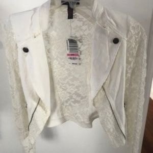 Material Girl White Lace Moto Jacket NEW